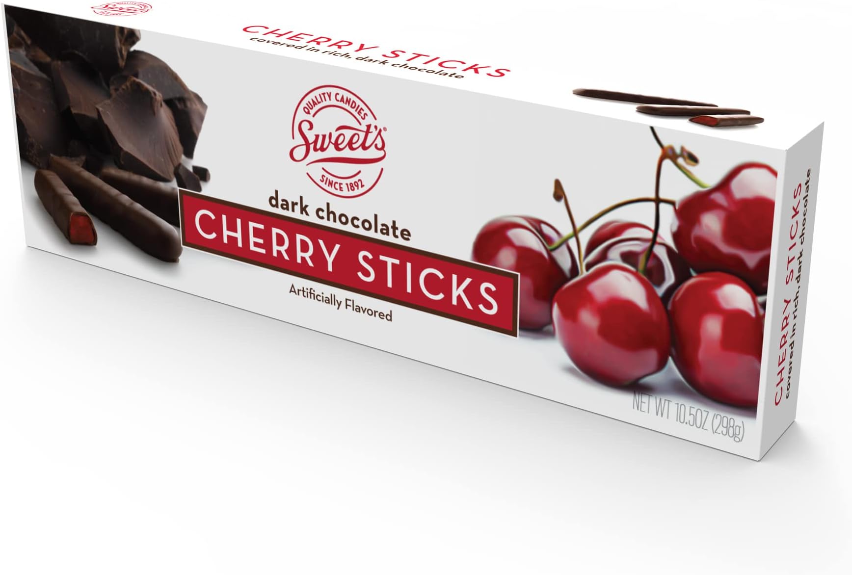 Sweet Candy Company Dark Chocolate Cherry Sticks - Gourmet Chocolate Covered Sticks, Chocolate Fruit Flavored Sticks, Gift Idea for Holidays, Gluten Free, Kosher - 10.5 oz Box
