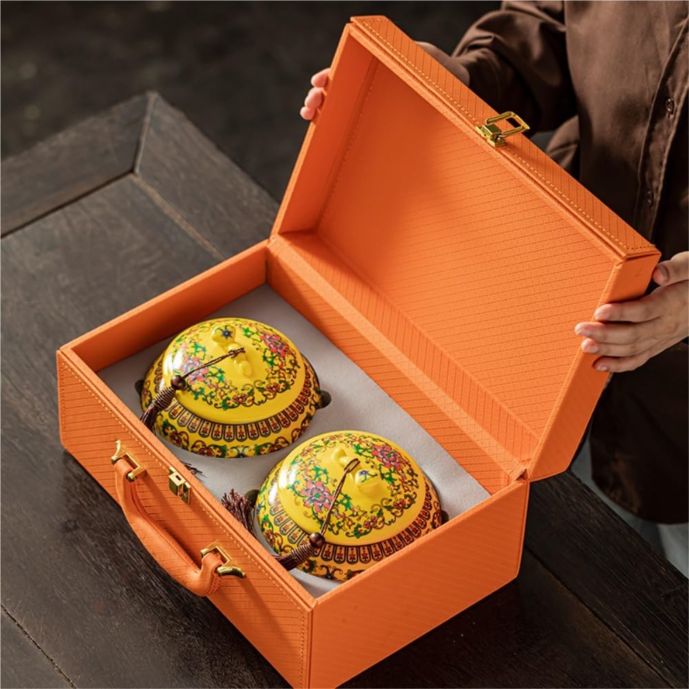 Set Da Tè Contenitore for la conservazione del tè sfuso in ceramica, barattolo sigillato, barattolo for la conservazione dei condimenti da cucina, set di scatole regalo con doppio barattolo for il tè