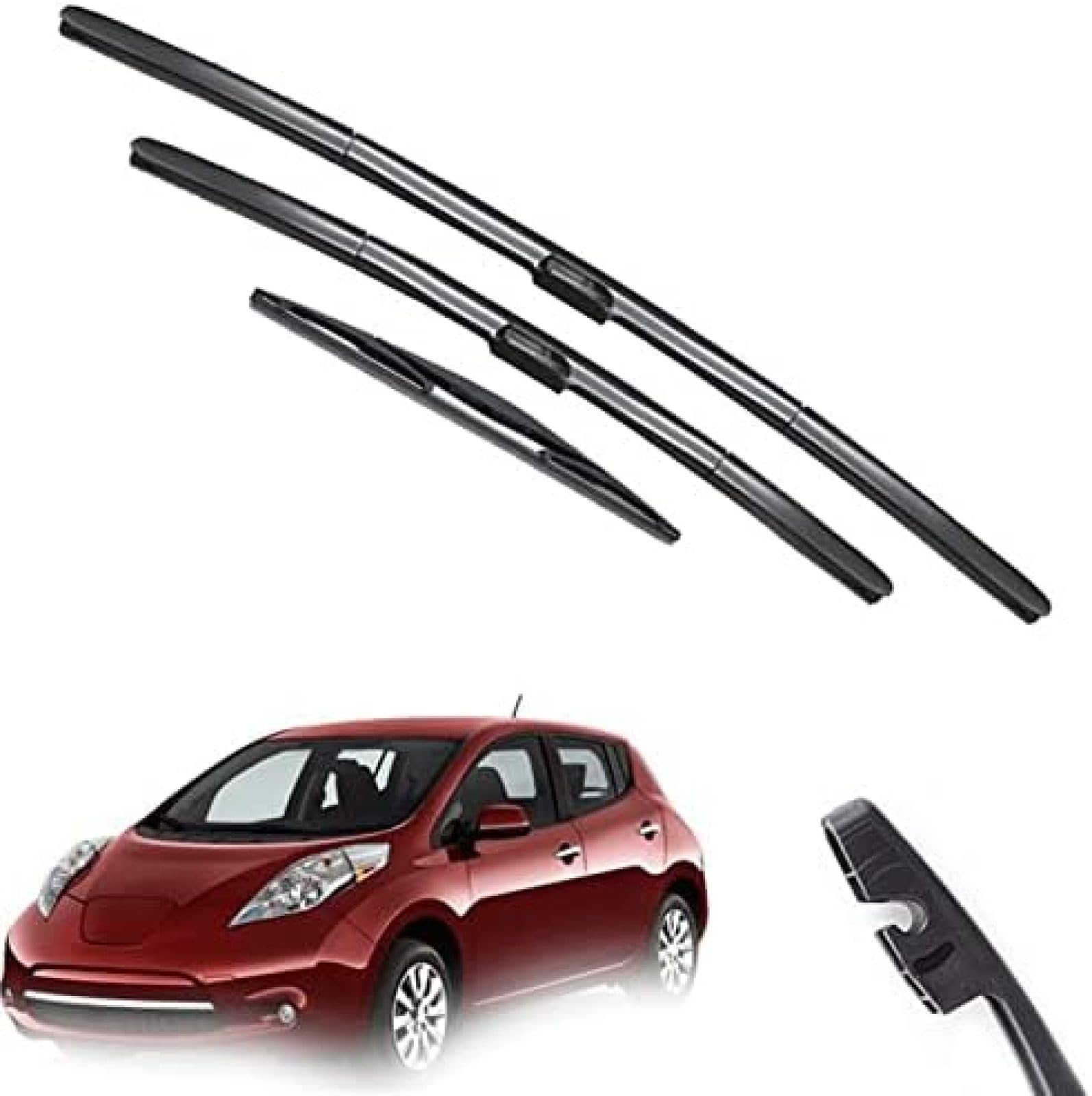 para Nissan, para Leaf MK1 2010 2011 2012 2013 2014 2015 2016 2017, Juego de escobillas limpiaparabrisas Delanteras y traseras para Ventana de Coche, limpiaparabrisas de 26 "16" 10 "