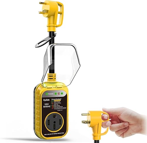 EyGde Adaptador RV de 30 amperios a 50 amperios con protector de sobretensiones, NEMA TT-30P macho a enchufe hembra 14-50R, analizador de circuitos