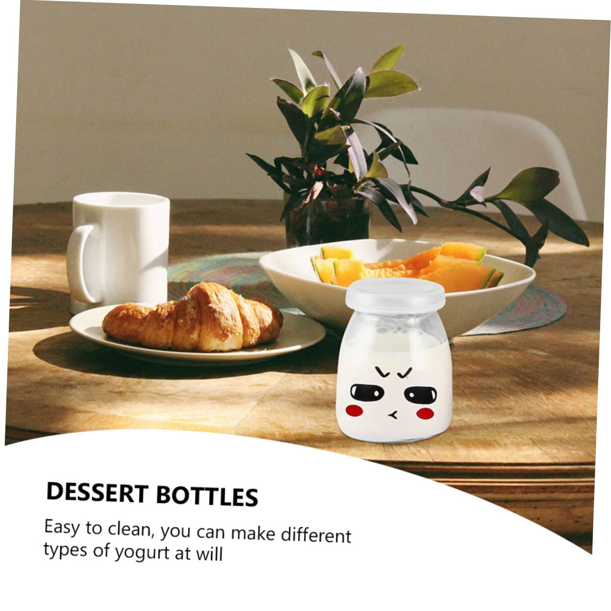 LIFKOME Glasflaschen für Joghurt und Pudding 100ml mit Bunten Motiven Wiederverwendbare Dessertflaschen aus Transparentem Glas für Kleine Portionen und Zufällige Farbe Zufälliger Stil