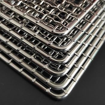 中型 ステンレス焼き網 使用感あり 日本製 高級 焼き網 約21cm×27cm 18-8ステンレス製 巻付け仕上げ