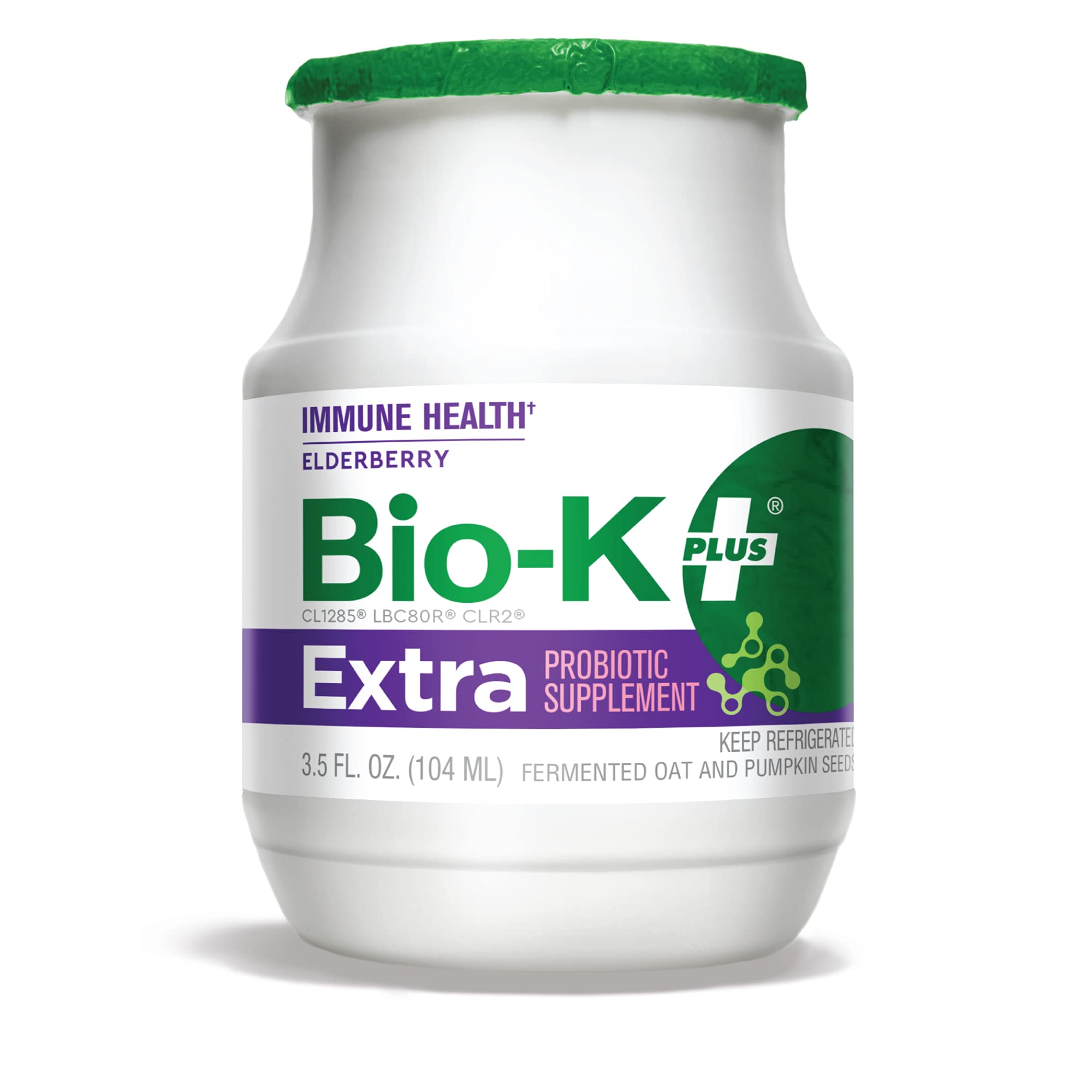 Bio-K Plus, Probiótico líquido de sabugueiro orgânico com beta-glucana de levedura, 80 bilhões de bactérias, 6 frascos de 104 mL