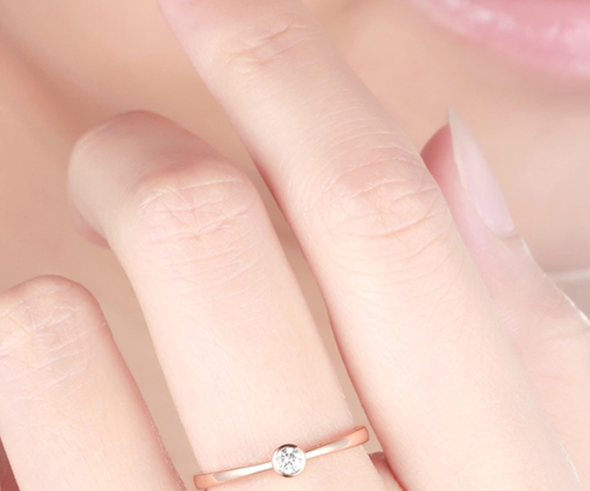Wycian Anillo Compromiso Anillo Diamante Mujer Oro Rosa de 9K/14K/18K con Diamante de 0,08 CT Talla 12 Sólido No Chapado Moderno para Señoras Navidad Joyas