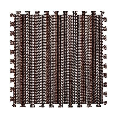 Soft Interlocking Carpet Tiles,11.6 Sq. Ft. Cotton Linen Foam Puzzle Floor Mat,Floor Area Rugs for All Seasons,12x12 Inch(Color:Stripe 1)