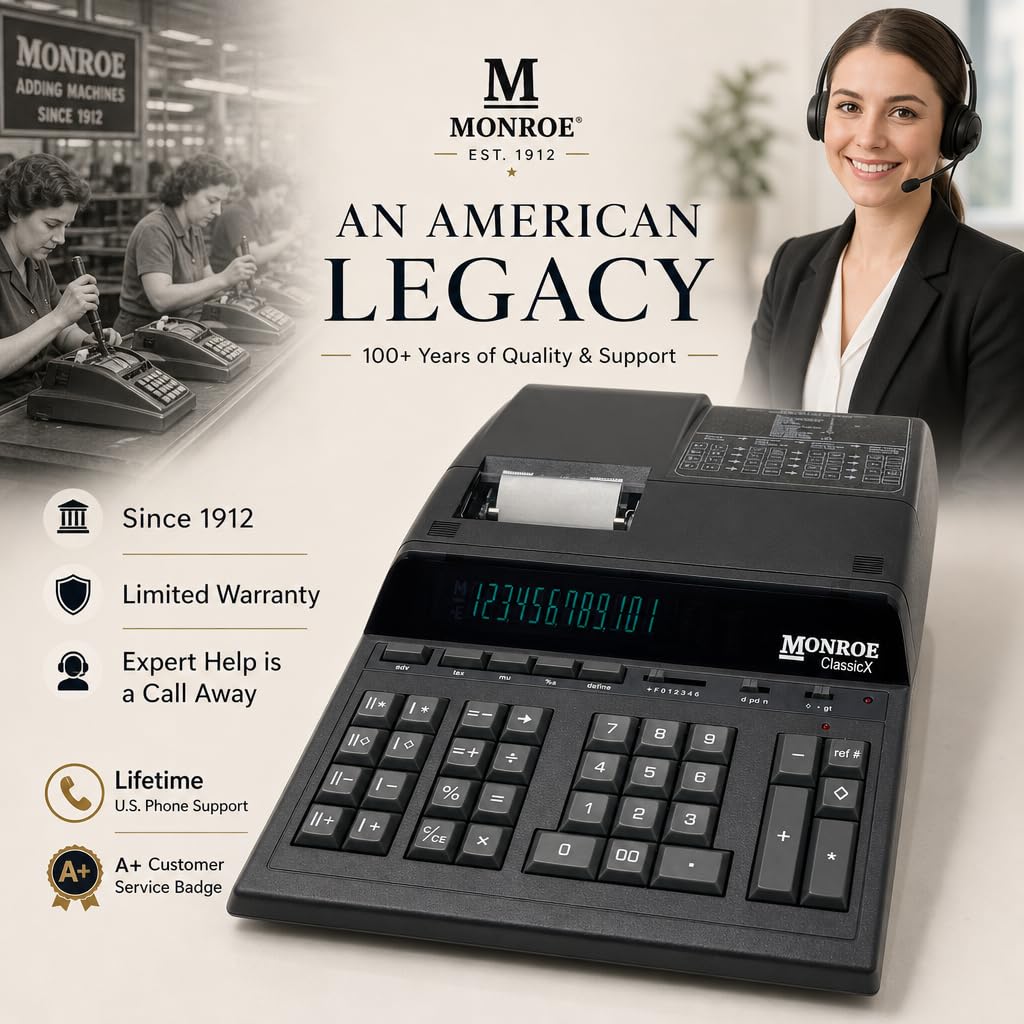 Monroe ClassicX - Calculadora de impresión contable de alta resistencia