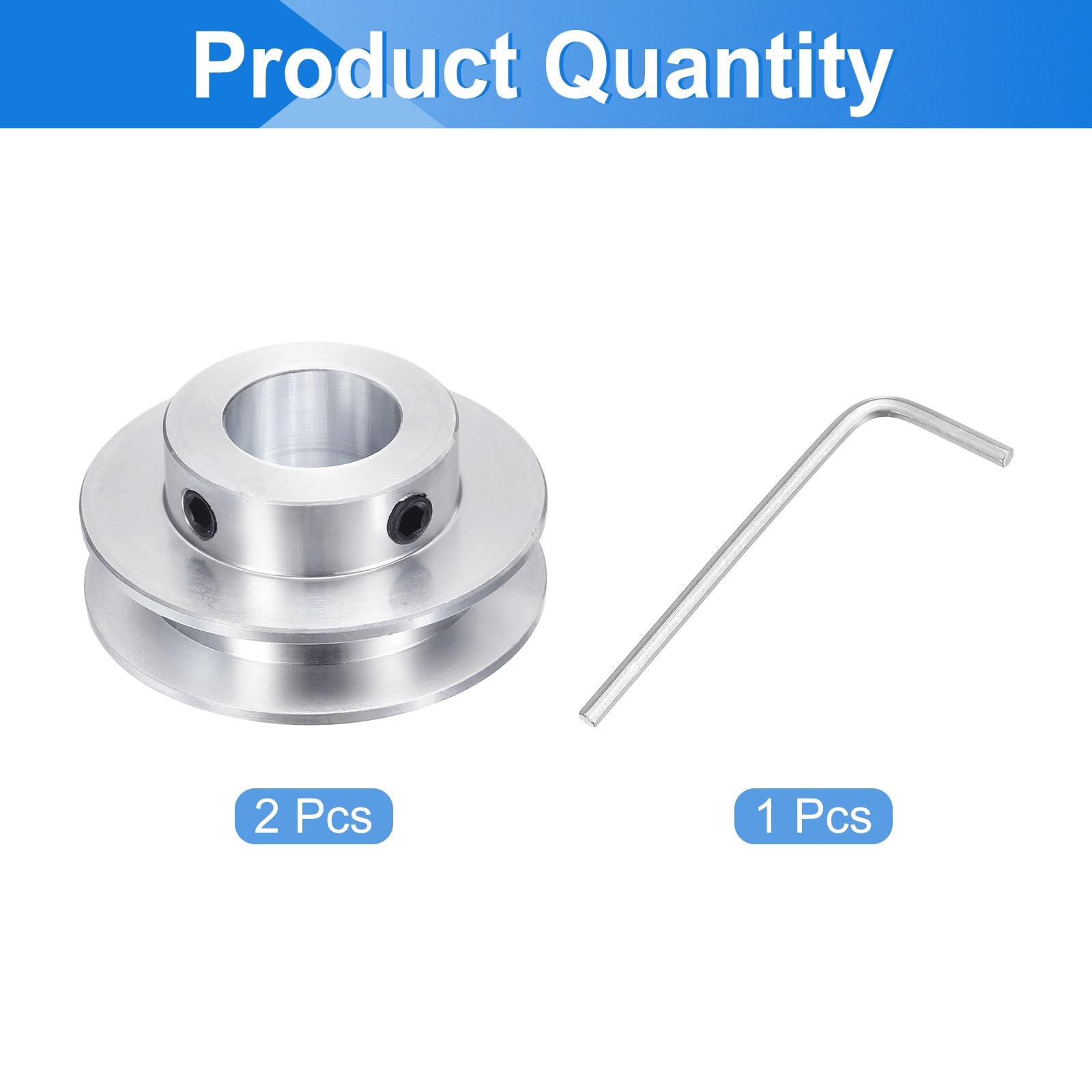 uxcell 2Pcs Single Groove Pulley, 15mm Fixed Bore 40mm Outer Diameter Aluminum Alloy Mechanical Belt Pulley with Hex Wrench for 6mm PU Round Belt — Amazon image 3