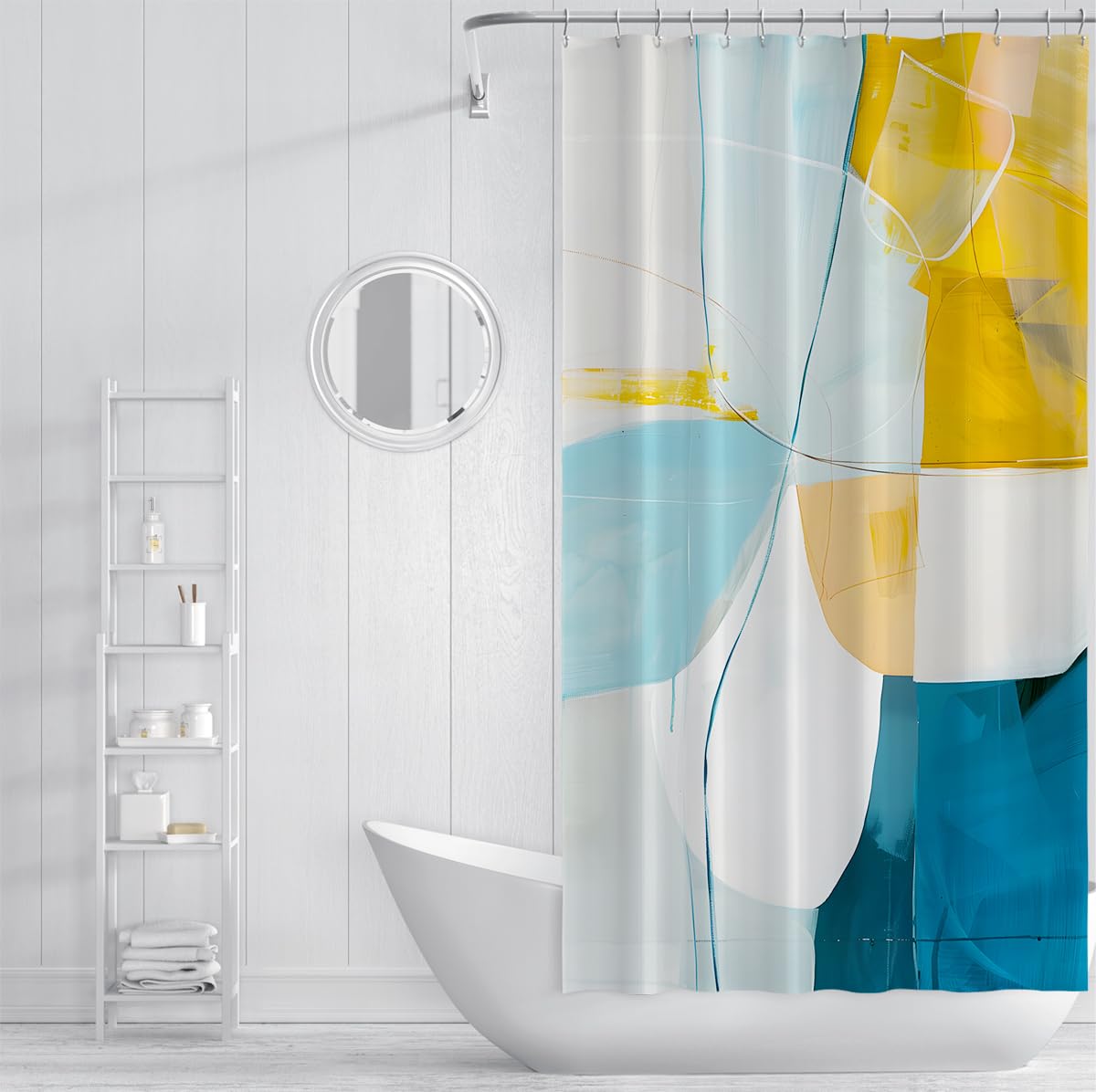 Rideau de douche déco salle de bain couleurs géométriques W180xL180 cm