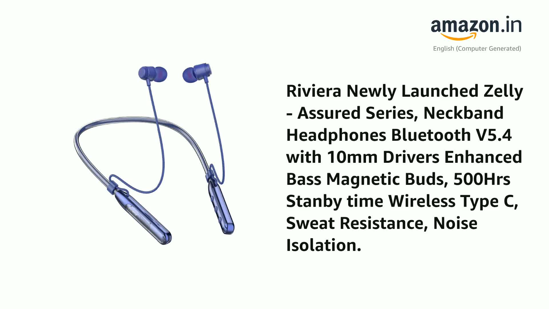 Riviera Zelly Bluetooth Earphones Wireless, 500Hrs Stanby Time, in