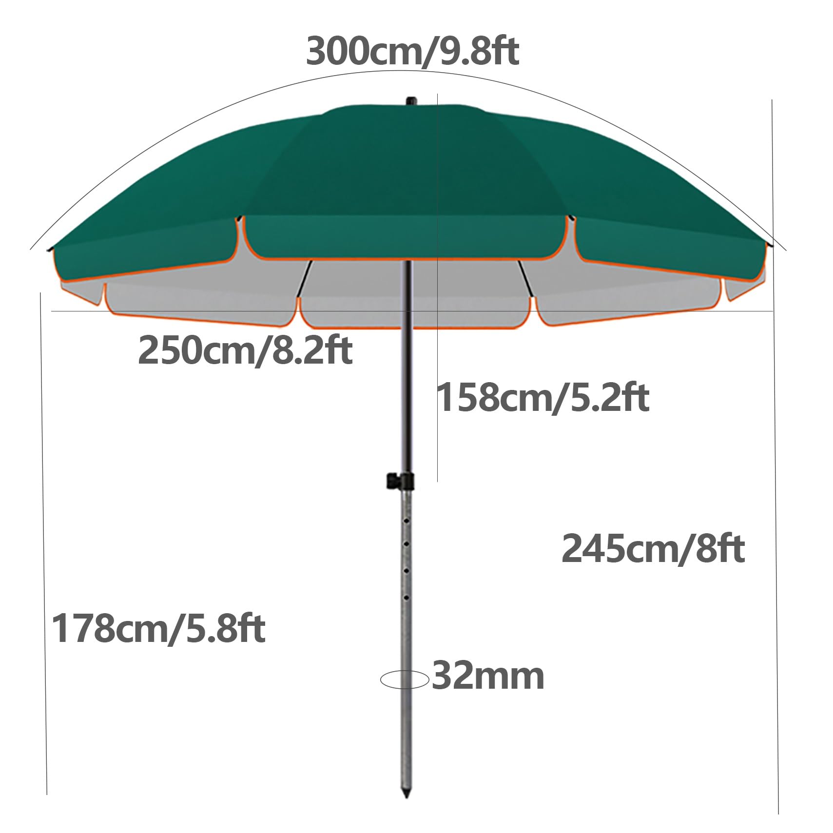 Zewnętrzny parasol tarasowy, ochrona przed promieniowaniem UV, okrągły parasol przeciwsłoneczny na basen, wiatroszczelny parasol plażowy z regulacją wysokości