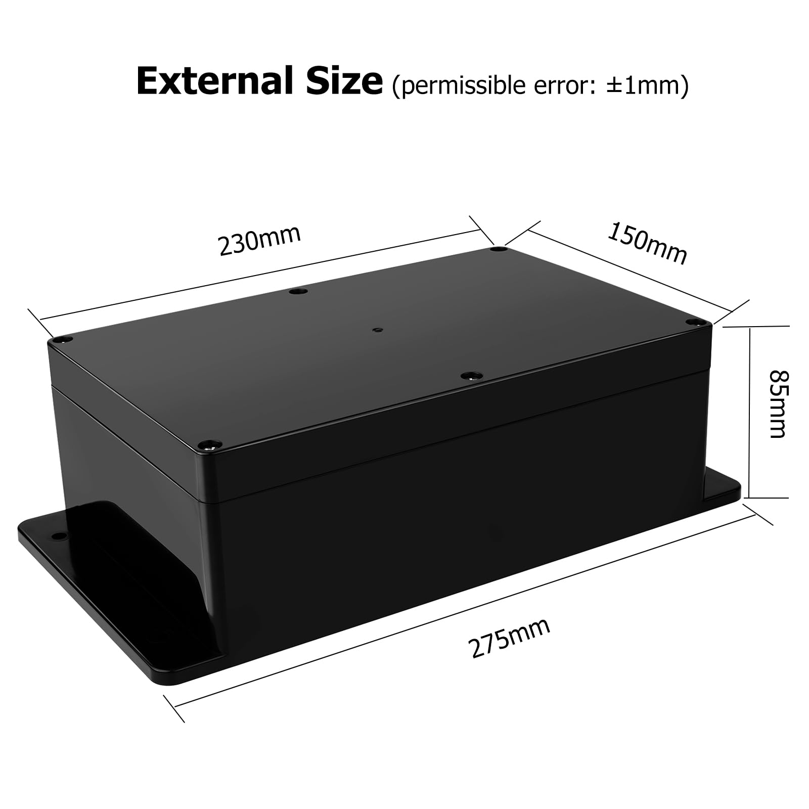 Project Box with Fixed Ear Therlan DIY IP65 Waterproof Junction Box ABS Universal Electronics Project Enclosure Black Project Boxes Dustproof Plastic Case Indoor Outdoor Connecting (230 * 150 * 85mm) - Image 2