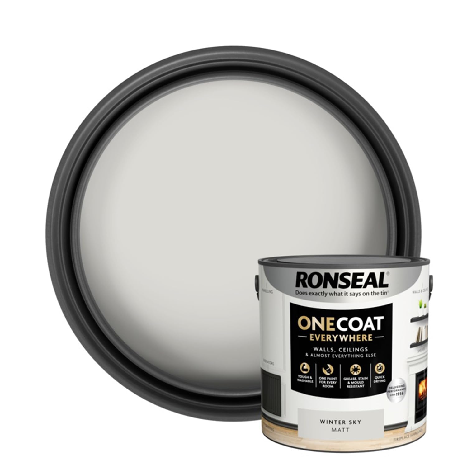 SAVING HUB Wall & Ceiling Paint - 2.5L One Coat Everywhere Matt Paints - Tough & Washable Walls Paint Matt - Quick Drying Matt Paints for Ceiling - Grease, Stain & Mould Resistant (Winter Sky)