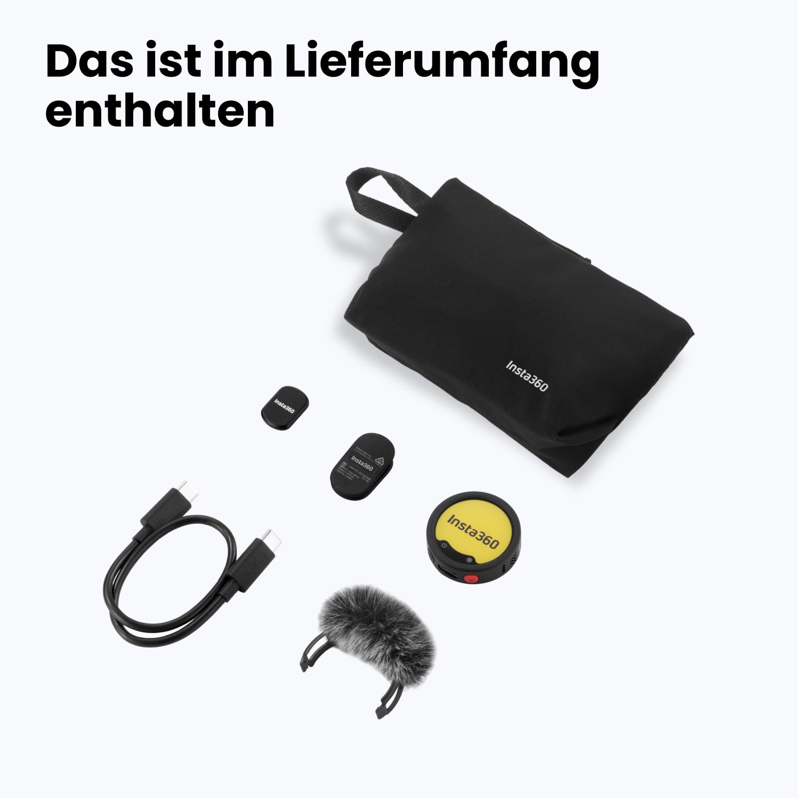 Insta360 Mic Pro Transmitter Graphitschwarz, kabelloses Mini-Lavaliermikrofon für iPhone/Kamera/Android, Videoaufnahme, anpassbares E-Ink-Display, 3-Mikrofon-Array, interne 32-Bit-Float-Aufnahme