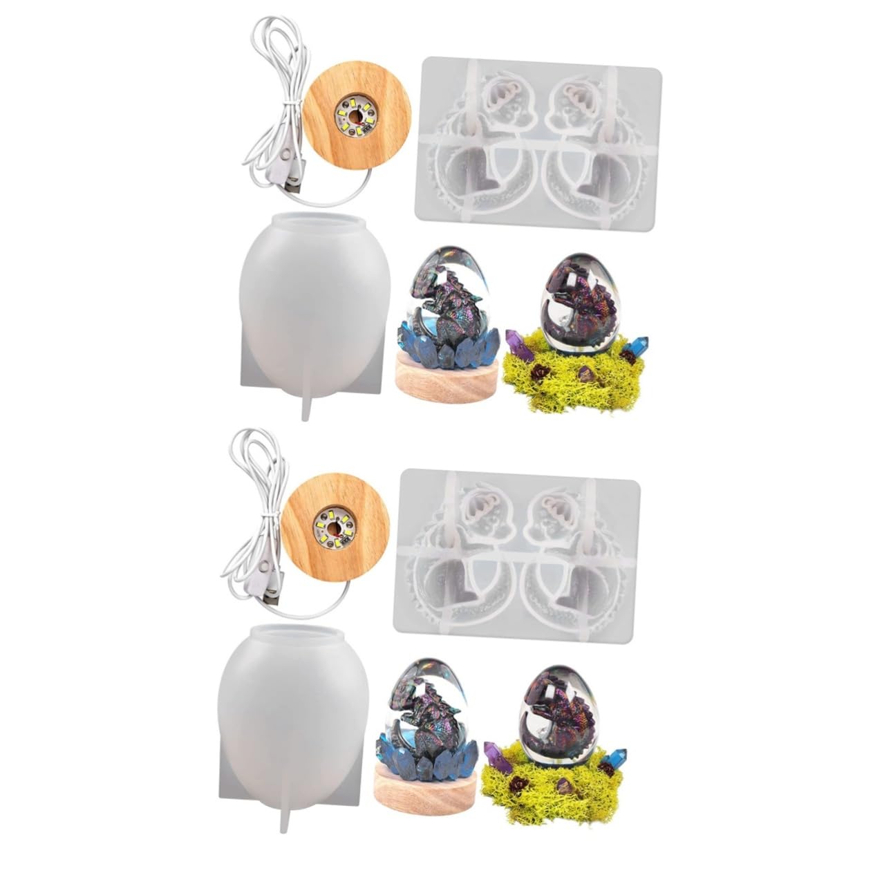 COHEALI 2sets Stampo Silicone Forma Di Di Drago Con Base Illuminata Stampo Per Resina Creativa Facile Da Pulire e Riutilizzabile Per Decorazioni Fatte Mano e Regali Personalizzati