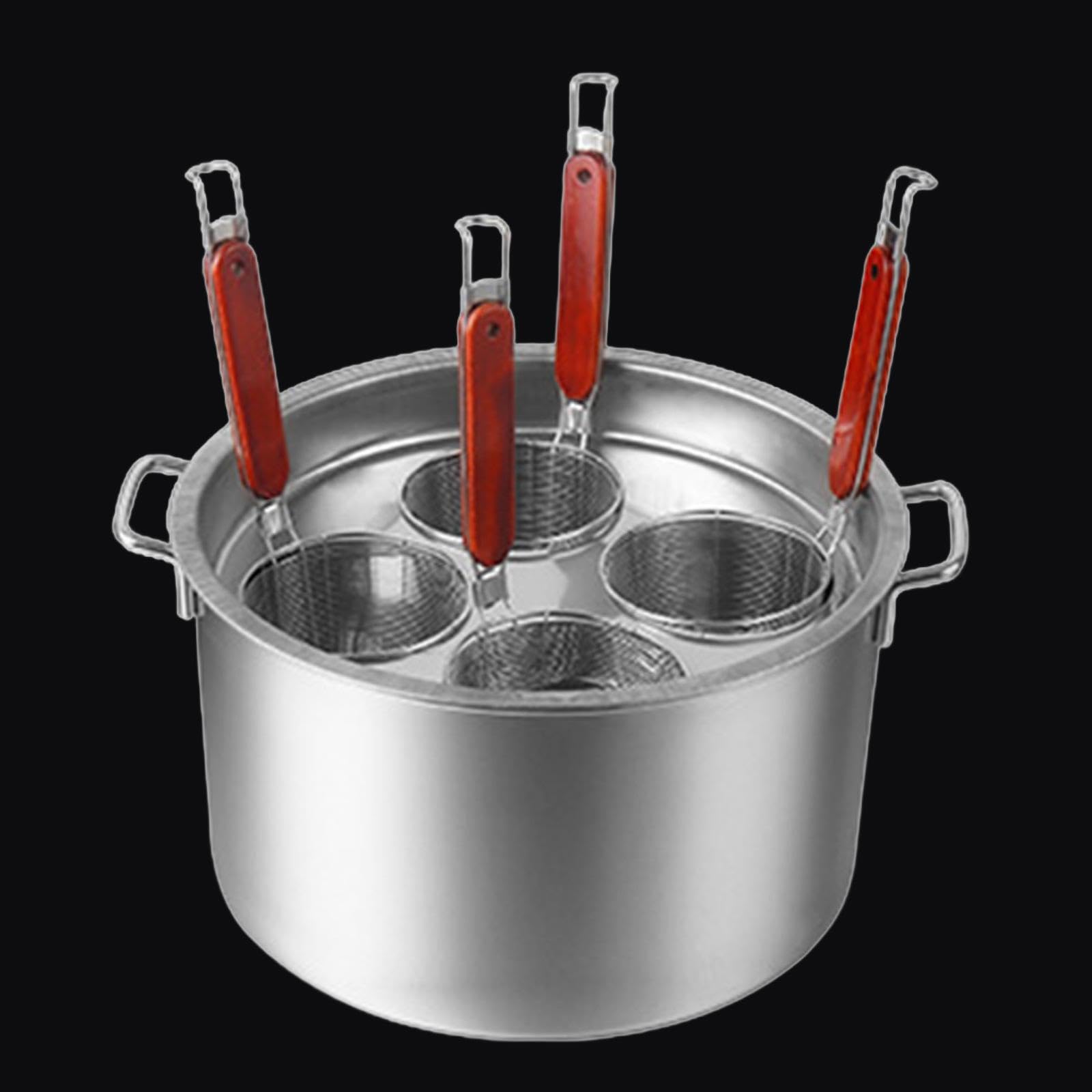 Préparation gain de place avec panier à friture en acier | simplifiez vos tâches culinaires dans les cuisines les plus actives. Passoire à nouilles multi-trous pour friture.