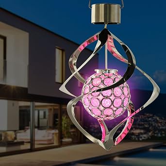 Outdoor Hanging Solar Light Waterproof Solar Powered Decorative Landscape Lantern 7 Colors Automatic Changing Garden Sidewalk Patio Garden Solar Wind Chime Light 1 Pack