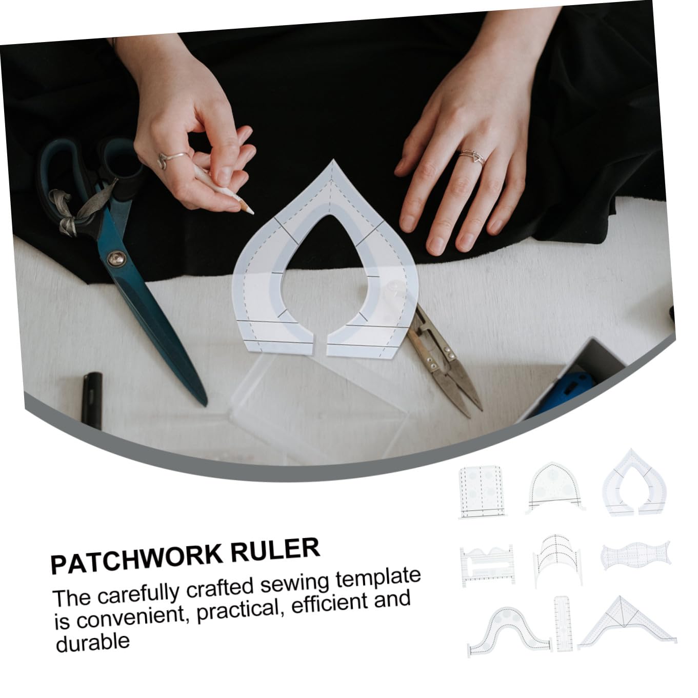 Righello Patchwork Fai da Te in Acrilico, 9 Pezzi, Set | Template per Cucito e Trapuntatura, Accessori Pratici per Lavorazioni Diy, Formato Multiplo