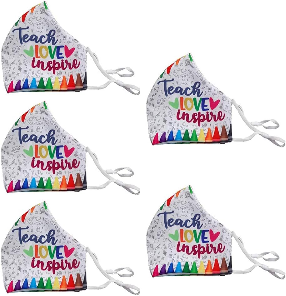 HADIY Teach Love Inspire Teacher Face Mask Teacher Gifts Washable Face Mask Reusable Face Masks Cotton Face Mask Teacher Face