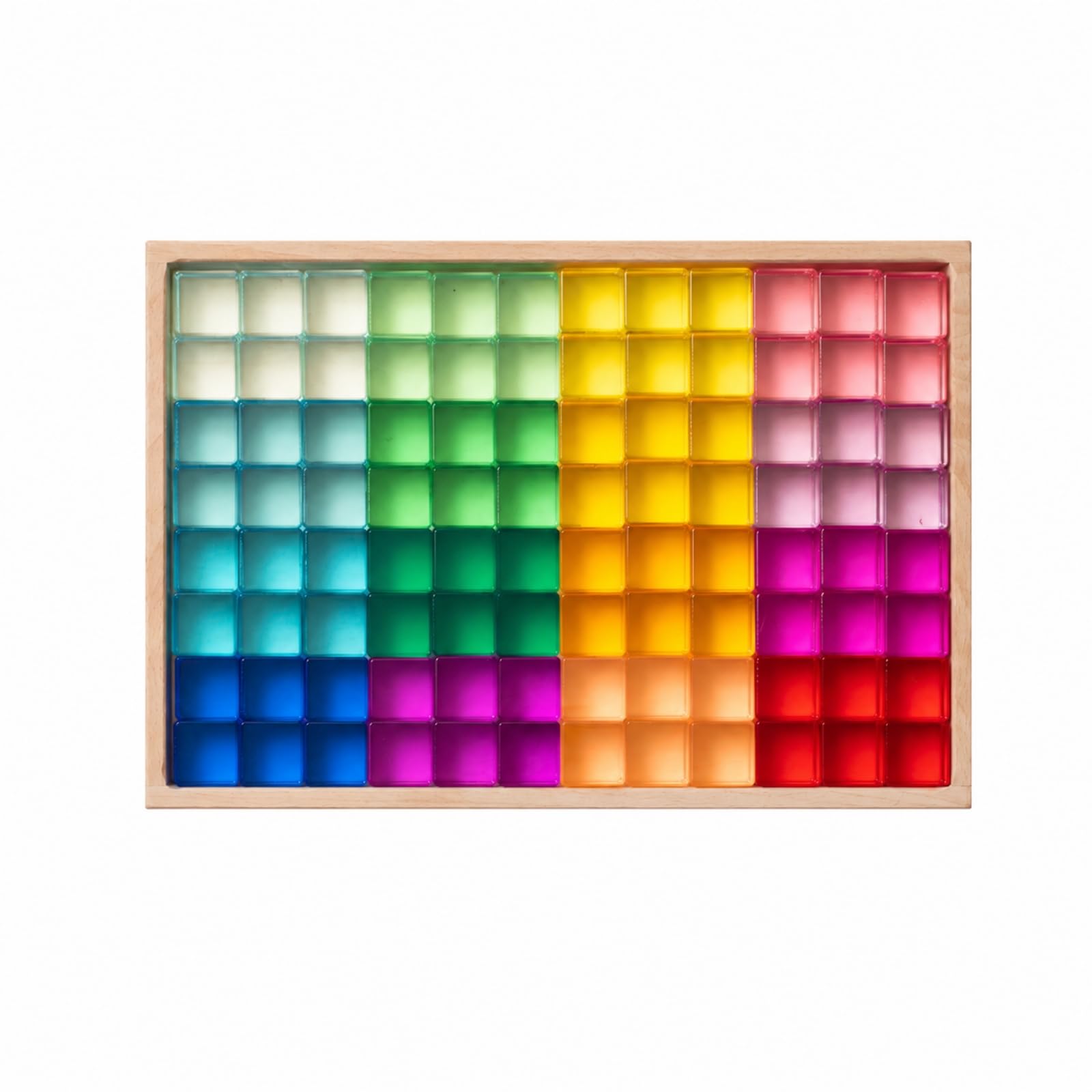 96 Pezzi Acrilici Colorati con Vassoio in Legno Durevole Set di Blocchi Impilare con Espositore in Legno per Bambini 4-6 Anni