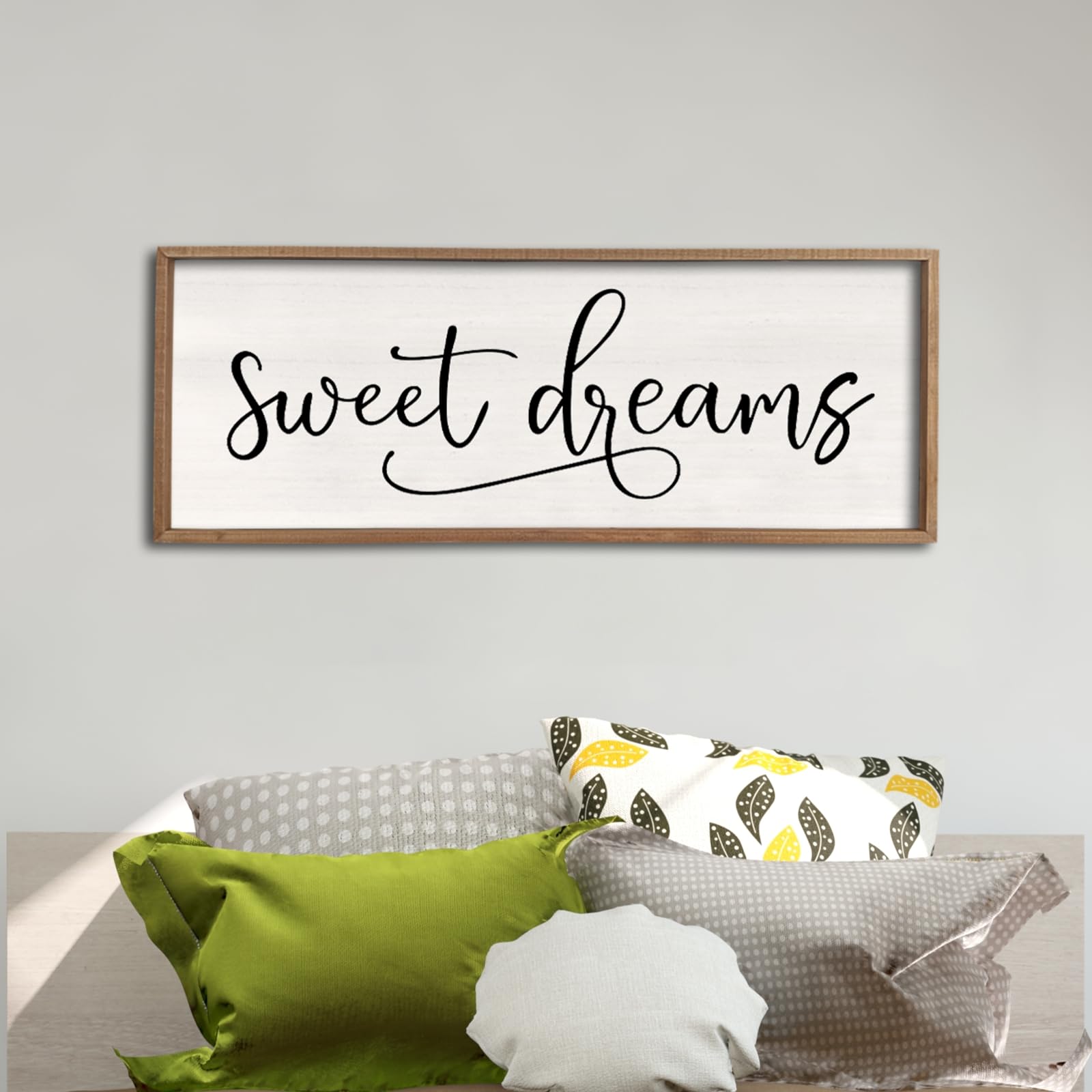 Sweet Dreams Wall Decor Above Bed Sign 40" x 15" Master Bedroom Wooden Antique Framed Large Rustic Farmhouse Guest Room Beautiful Simple Hanging Plaque Over Bed Wall Art ?Wood?