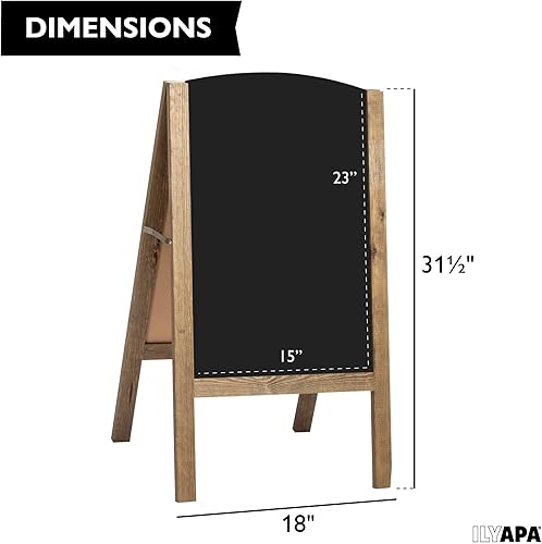 Miniatura 2 de Ilyapa Letrero de pizarra con marco en A para acera  Letrero plegable con parte superior redondeada para restaurante, oficina, bodas, madera de