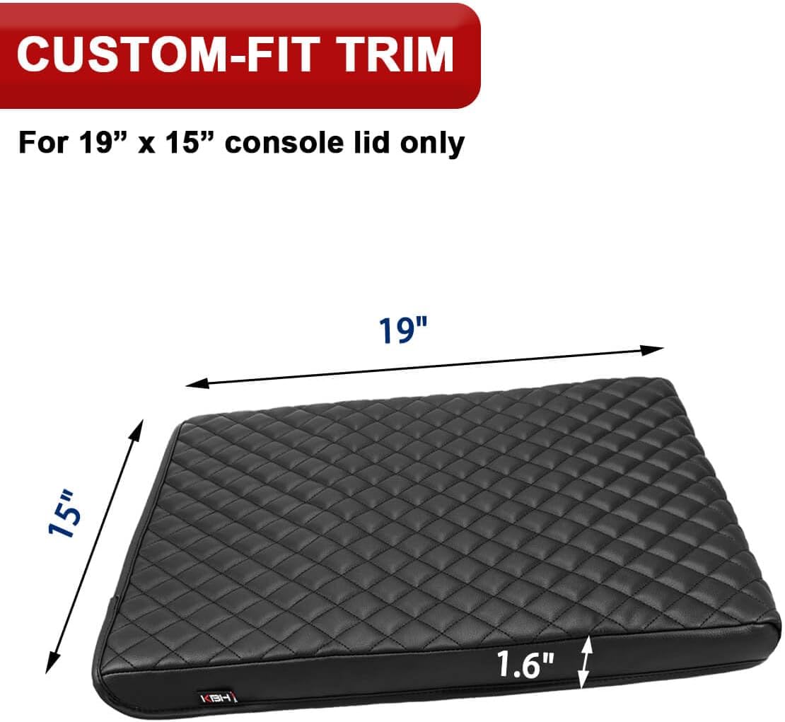 KBH Center Console Armrest Cover for Dodge Ram 1500 2500 3500 1994-2001, 19"x15" Jump Seat, Vinyl Leather Interior Accessories, Anti-Scratch, Black