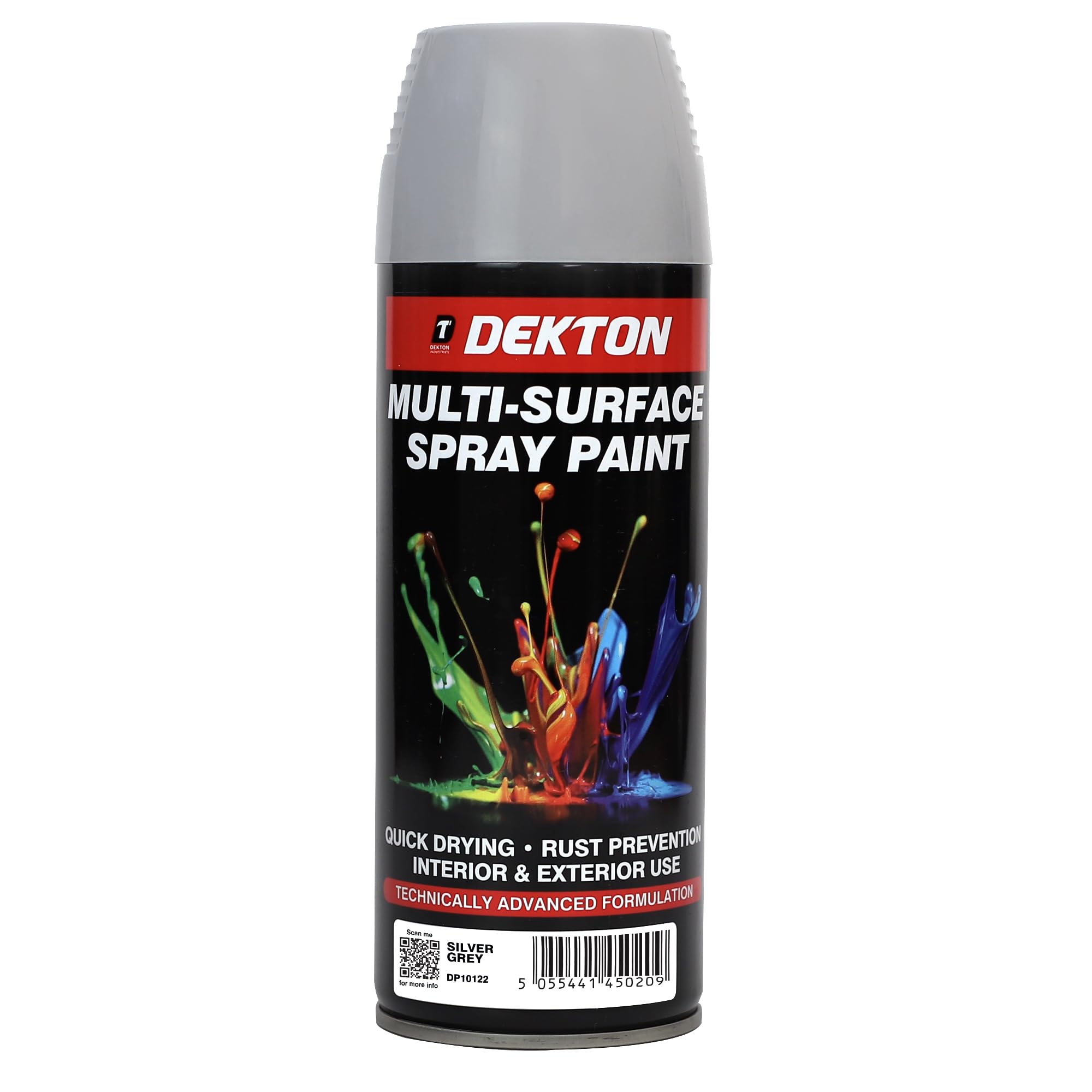 Dekton Quick-Dry Aerosol Spray Paint, Interior And Exterior Usage – Silver Grey for Metal, Wood, and Plastic |Rust Prevention|Ideal for Fixtures Furniture's Components Projects