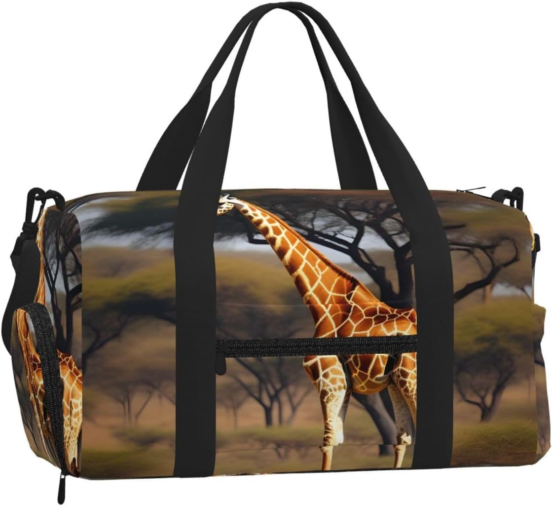 Africa Giraffe Majestic Tree Print Handheld Sports Luggage Unisex Crossbody Bag Travel Weekend Fitness Workout