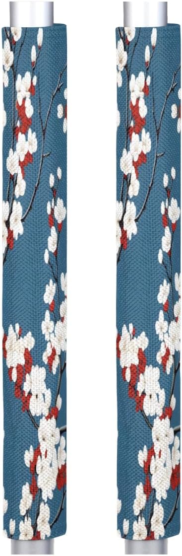 Floral Refrigerator Handle Covers Set of 2 Washable Red White Floral Fridge Door Handle Cover Modern Rustic Kitchen Appliance Handle Covers for Refrigerator Dishwasher Stove Oven Kitchen Decor