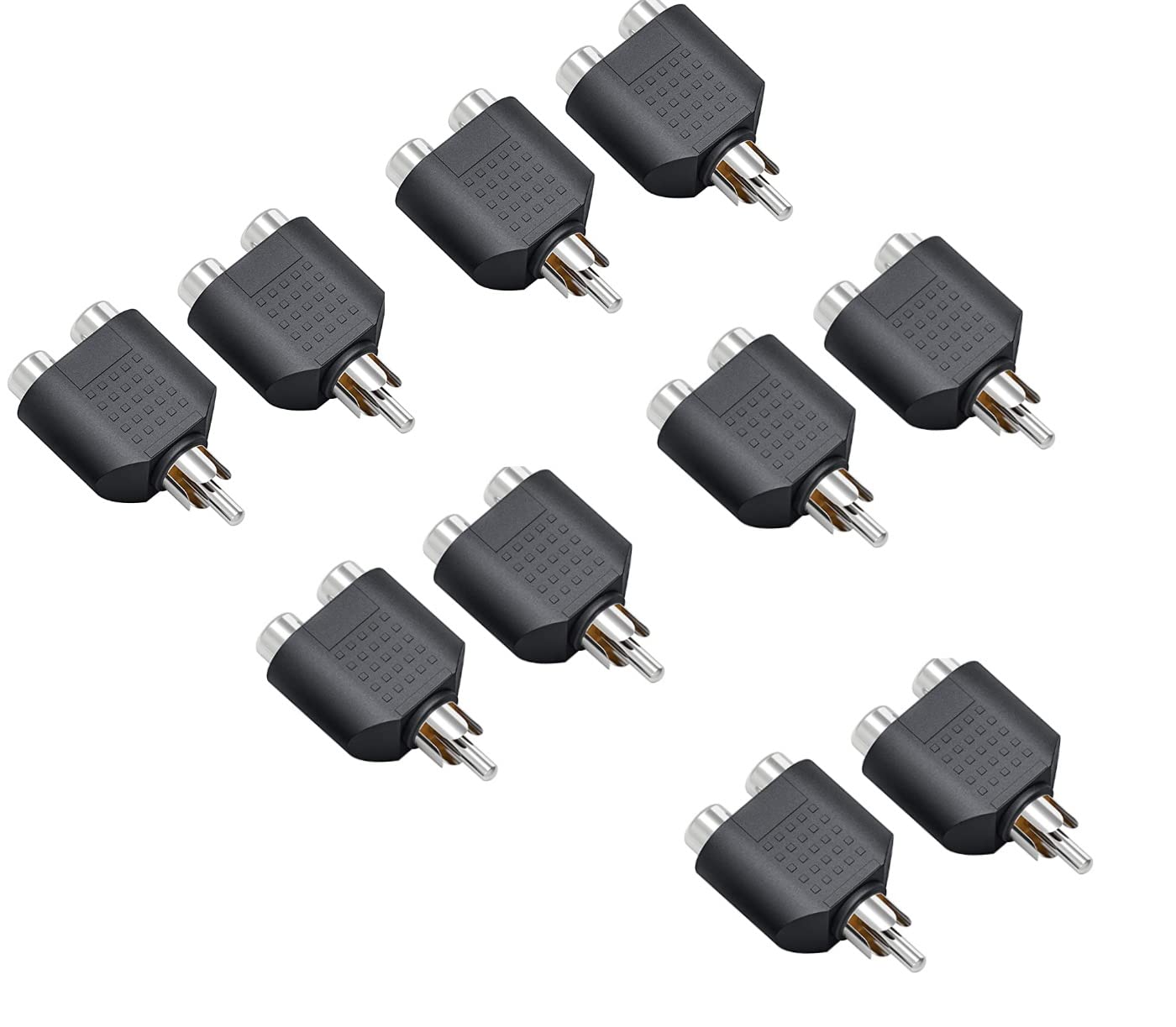 Melfi 10Pcs RCA Y Splitter 1 RCA Male to 2 RCA Female RCA Phono Extension Adapter AV Audio Video Inputs Hub Extension for TV Car GPS Navigations Stereo Side View Camera/Front Cameras