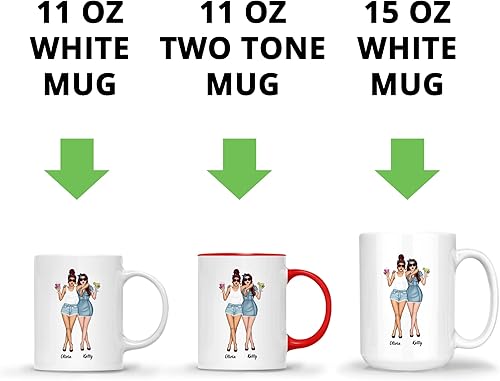 Miniatura 6 de Gossby Taza de café personalizada para mejores amigas, regalo personalizado para mujeres con nombre, cumpleaños, Navidad, regalo de taza de larga