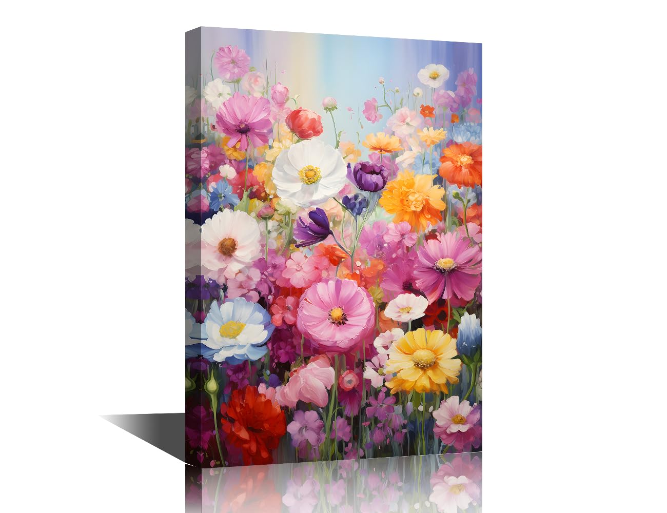 TISHIRON Wall Art Flowers Canvas Printing Floral Background Framed Wall Art for Living Room Nature Posters with Frame Ready to Hang 12" Wx18 Hx1 Panel