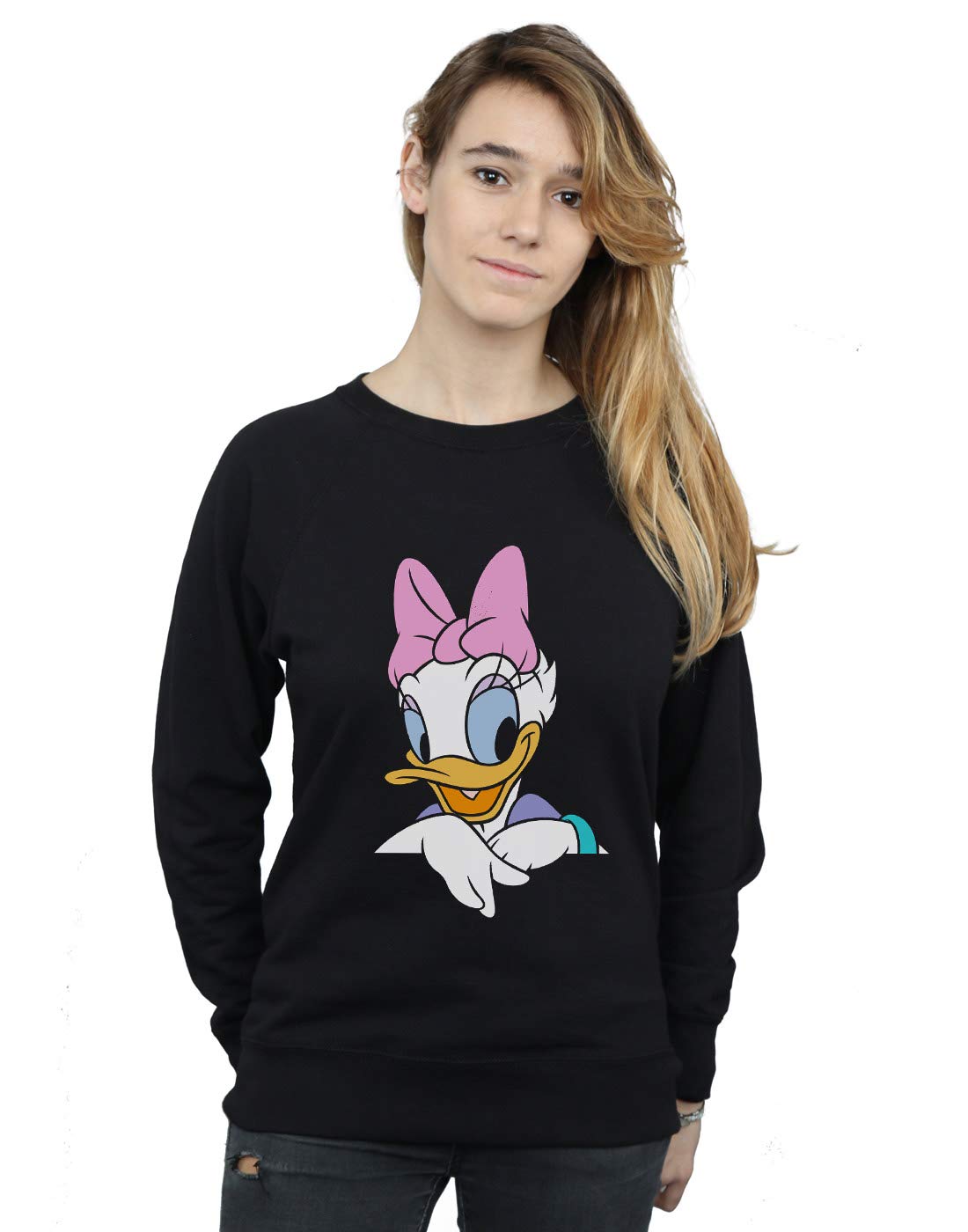 Disney Women's Black Daisy Duck Big Portrait Sweatshirt In Small