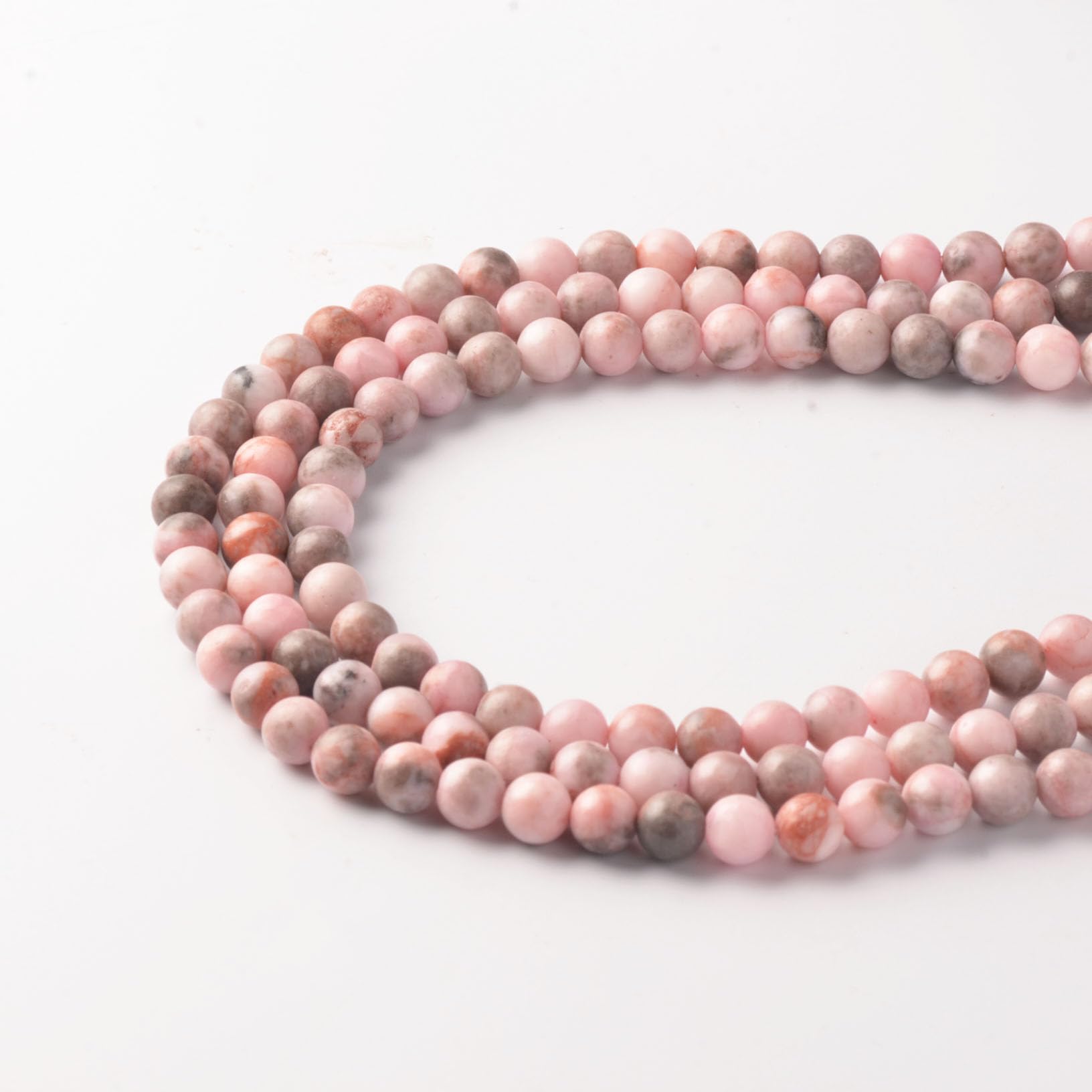 6mm Pink Zebra Jade Stone Beads for Bracelets Making, Gemstone Beads for Jewellery Crafting (55~60Pcs)