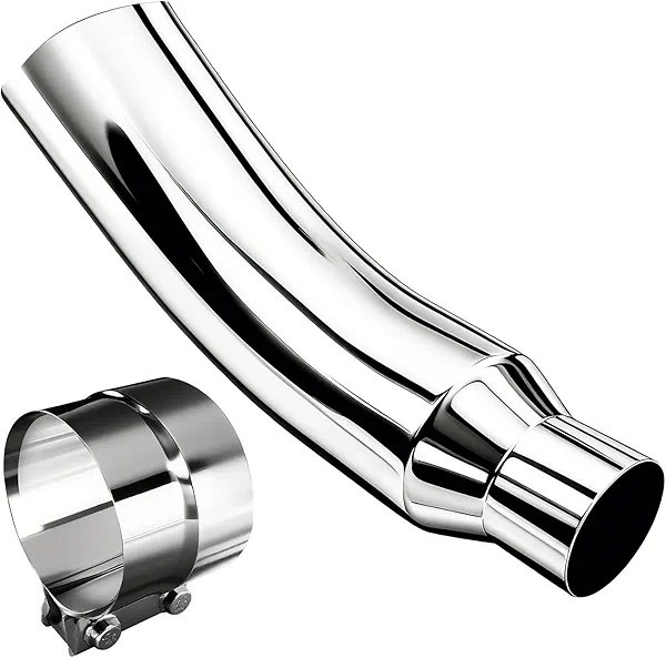 Diesel Exhaust Tips 4'' Inlet 6'' Outlet 23'' Long - Chrome Turndown Exhaust Elbow Tips & Side Exit Pipe Kit
