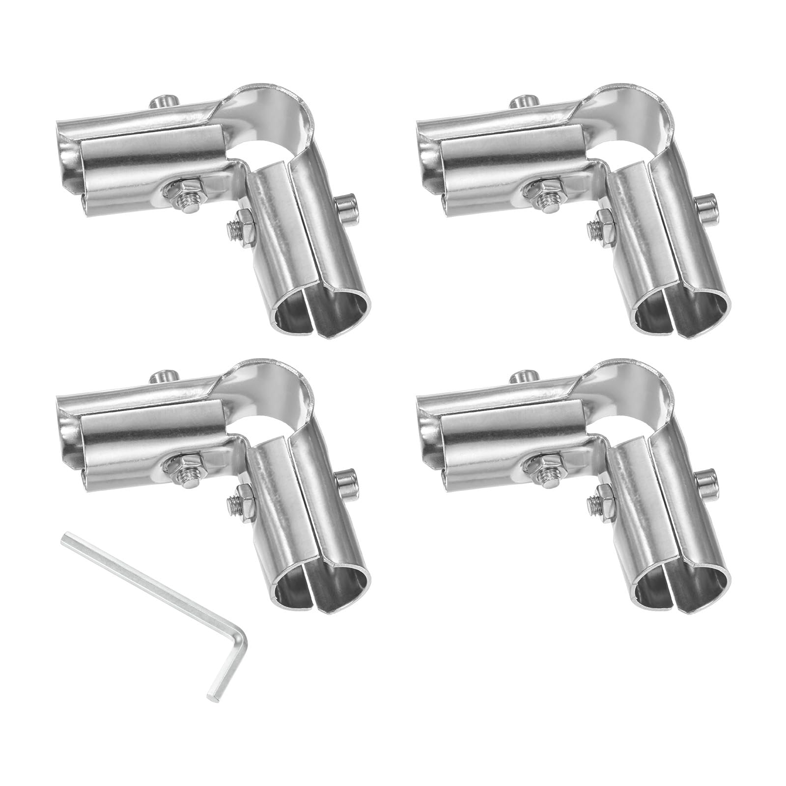 M METERXITY 4-Pack Structural Pipe Connector, 90 Degree 3 Way Pipe Clamp Stainless Steel Pipe Connector for OD 1" or 25MM Pipe, Conduit Connectors