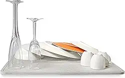 Momo Lifestyle Escorredor de Louças Seca Rápido Ultra Absorvente de Terra Diatomácea DryPad, Não Enferruja, Antiderrapante (40 x 50 cm, Cinza Névoa)