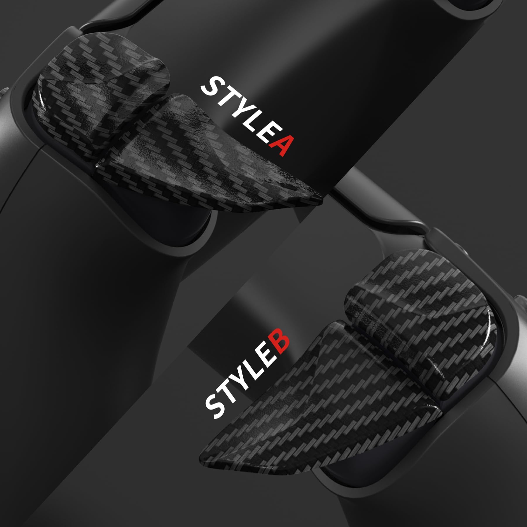 PlayVital Blade 2 Pairs Shoulder Buttons Extension Triggers for ps5 Controller, Game Improvement Adjusters for PS Portal Remote Player, Bumper Trigger Extenders for ps5 Edge - Graphite Carbon Fiber - 5