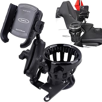 PANICAL Motorcycle for Honda Goldwing GL1800 2021-2026 Rear Passenger Armrest Cup Phone Camera Stand 0.6 17mm and 1 25mm TPU Ball Head Universal Right Black Small Water Cup Phone Holder Set