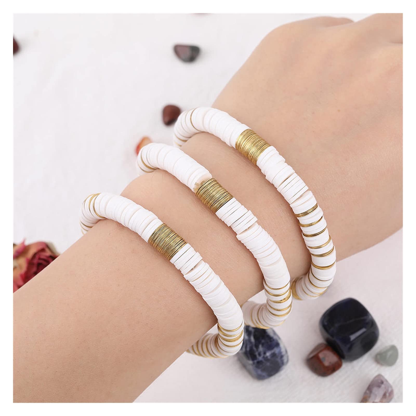armbänder für Damen, 8 mm blätter, elastisches Schnur-Armband, Boho-perlen, freundschaftsarmband