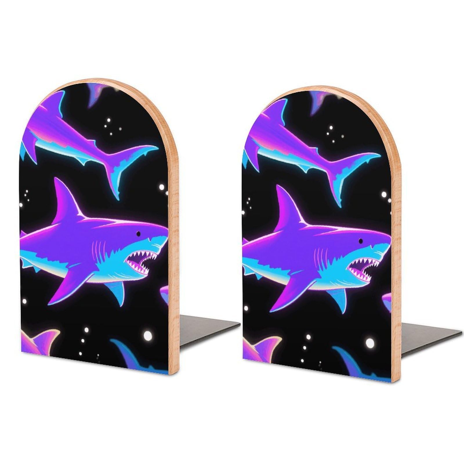 Serre-livres requin en bois coloré idée cadeau originale pour chambre enfant