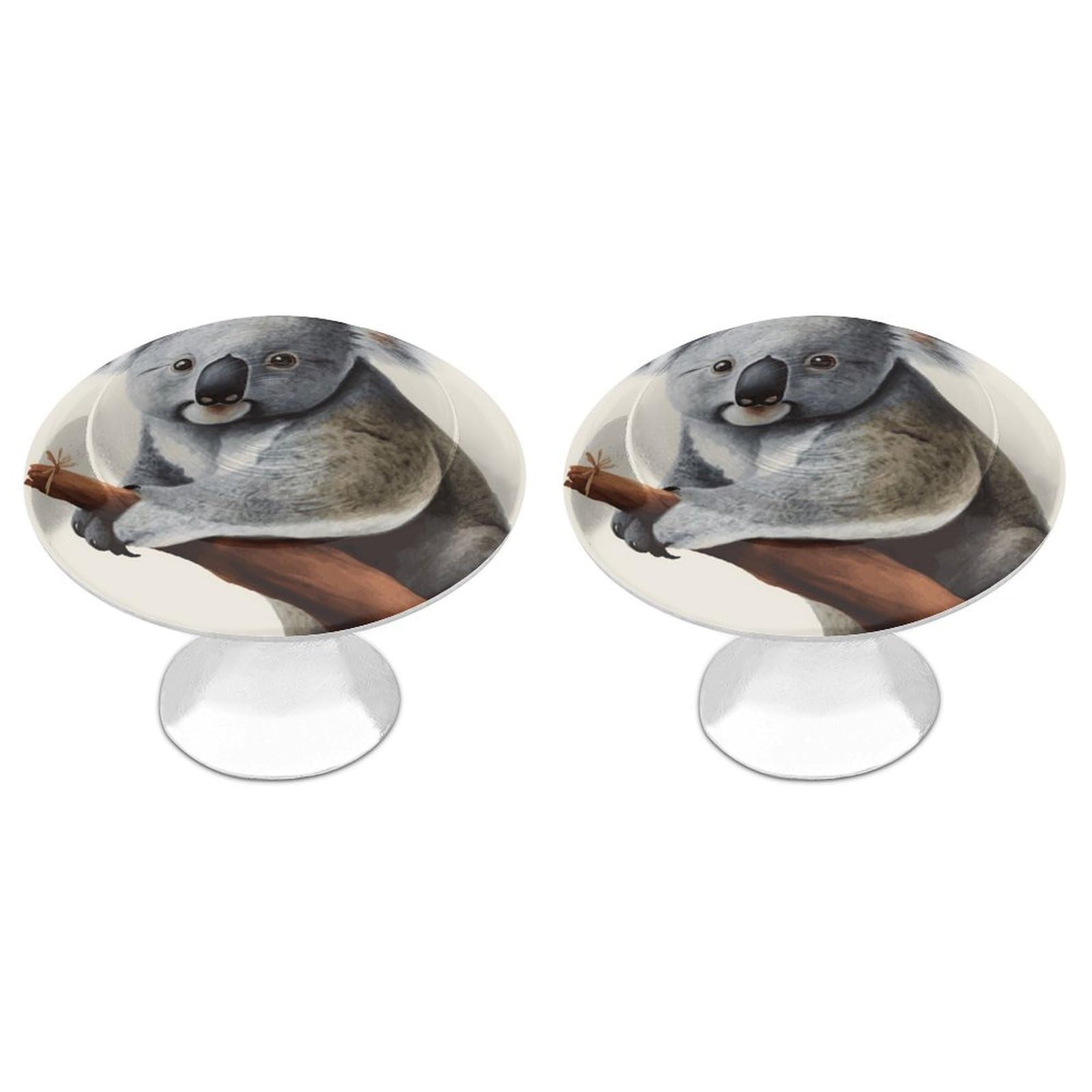 FekiLoot Koala and Butterfly Cabinet Knobs Personality Stainless Steel Round Drawer Handles Circle Modern Cabinet Handles Drawer Knobs for Kitchen Dresser Bathroom Cupboard Furniture