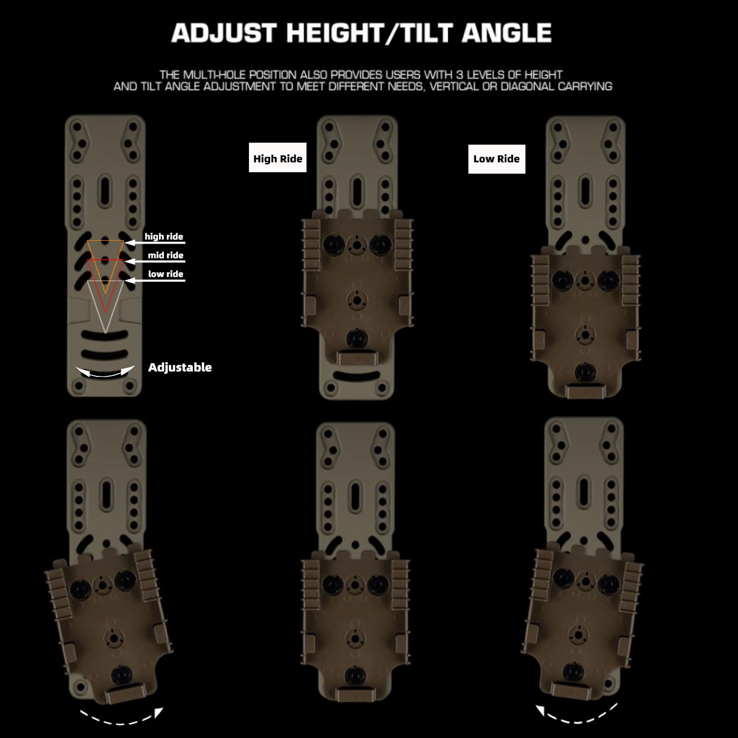 Adaptateur modulaire pour étui à Arme, Adaptateur Tactique pour étui de Jambe pour kit QLS, Accessoire pour Ceinture de Service avec Sangle de Cuisse pour Airsoft, Chasse et tir