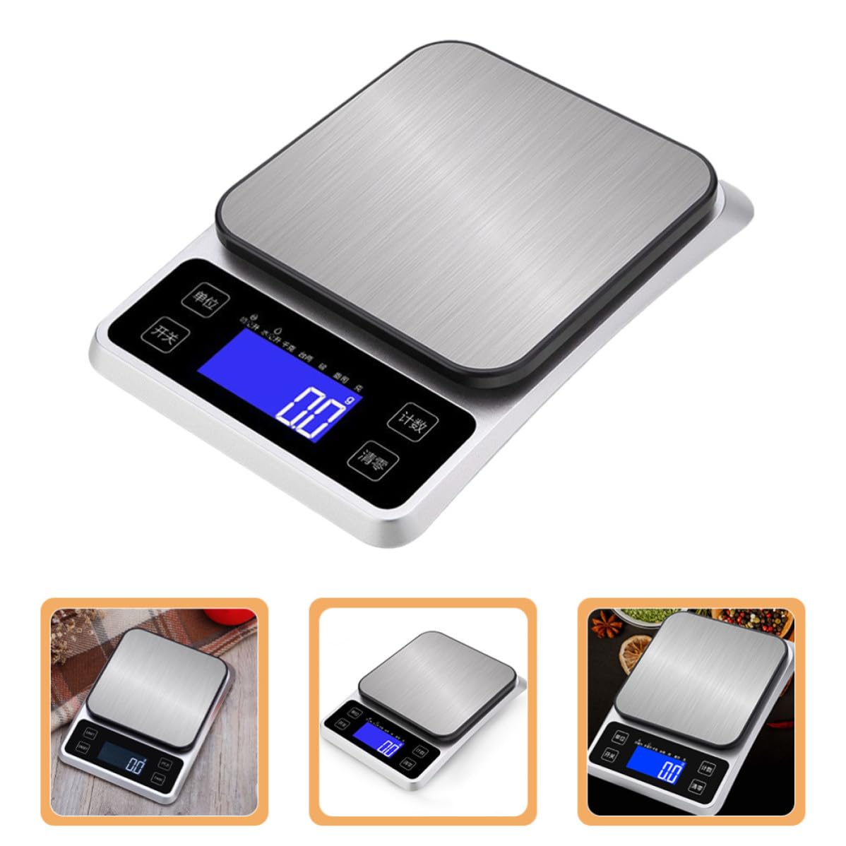 VICASKY Báscula Electrónica de Alta Precisión Plataforma de Acero Inoxidable para Pesar Alimentos y Capacidad de 5kg de Cocina y Uso Doméstico