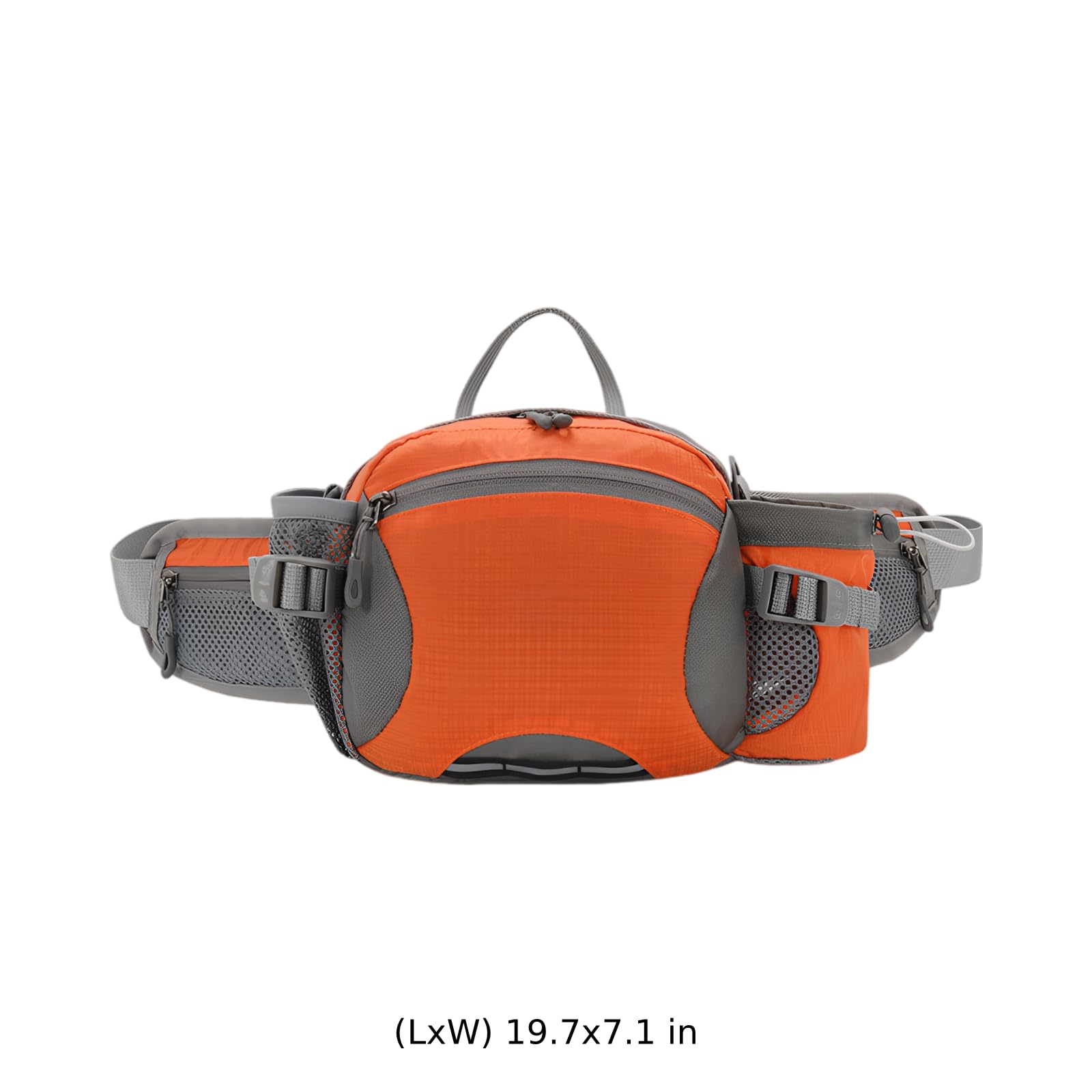 Cangurera naranja multifuncional con soporte para botella de agua, 5 bolsillos, para hombres y mujeres, ligera, cinturón ajustable de 60-130 cm, para correr, viajar, deportes al aire libre