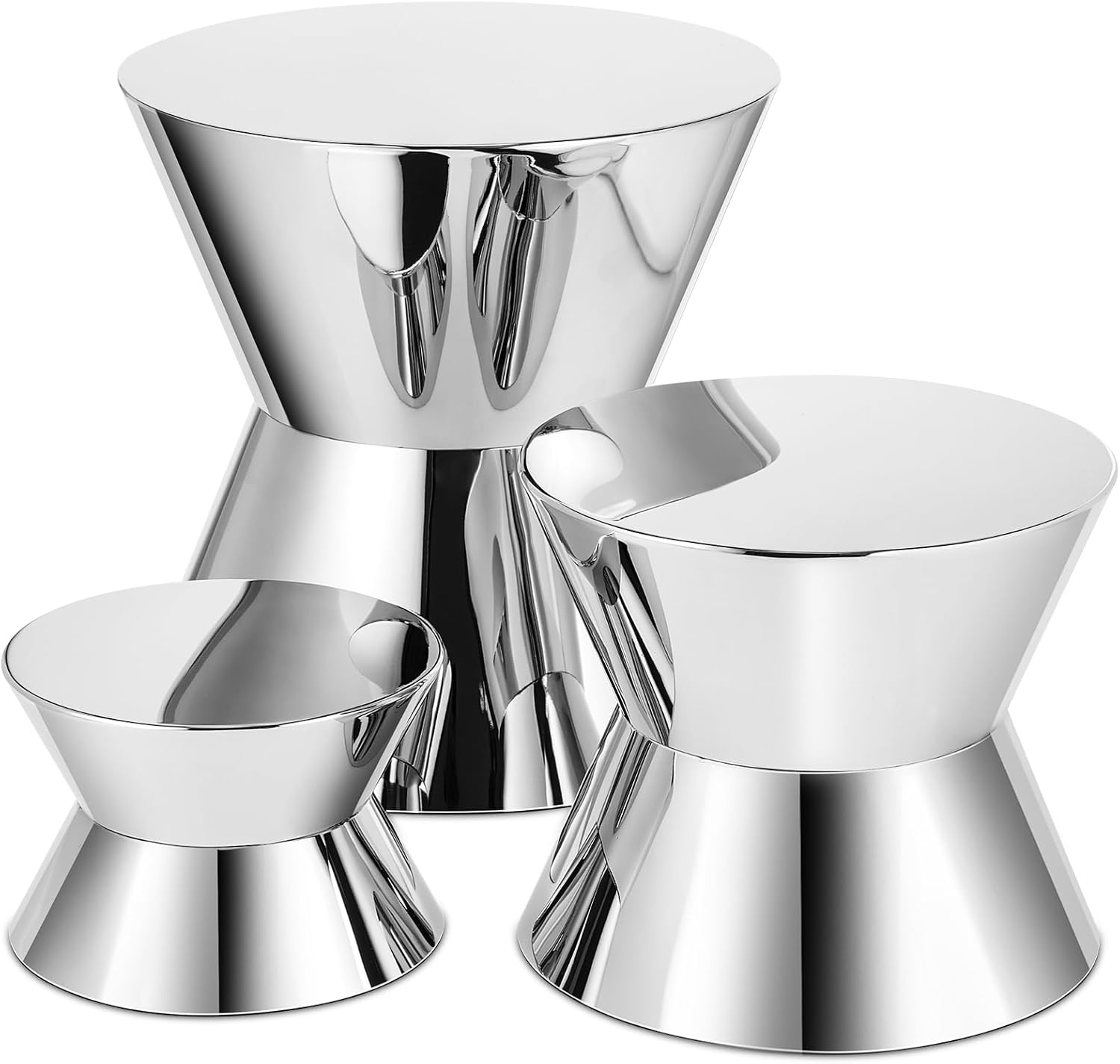 Set of 3 Hourglass Display Stand Stainless Steel Food Display Risers Stand Shelf for Catering Dessert Collectibles Jewelry Figures Party