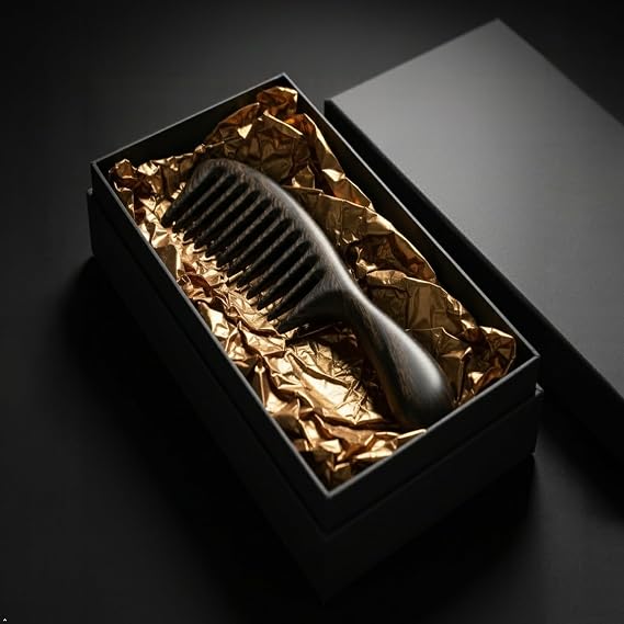 Louise Maelys Black Sandalwood Wide Tooth Comb For Curly Hair | Black Sandalwood Wide Tooth Comb For Detangling Curly, Thick Or Wavy Hair; Smooth Wooden Teeth Help Reduce Static