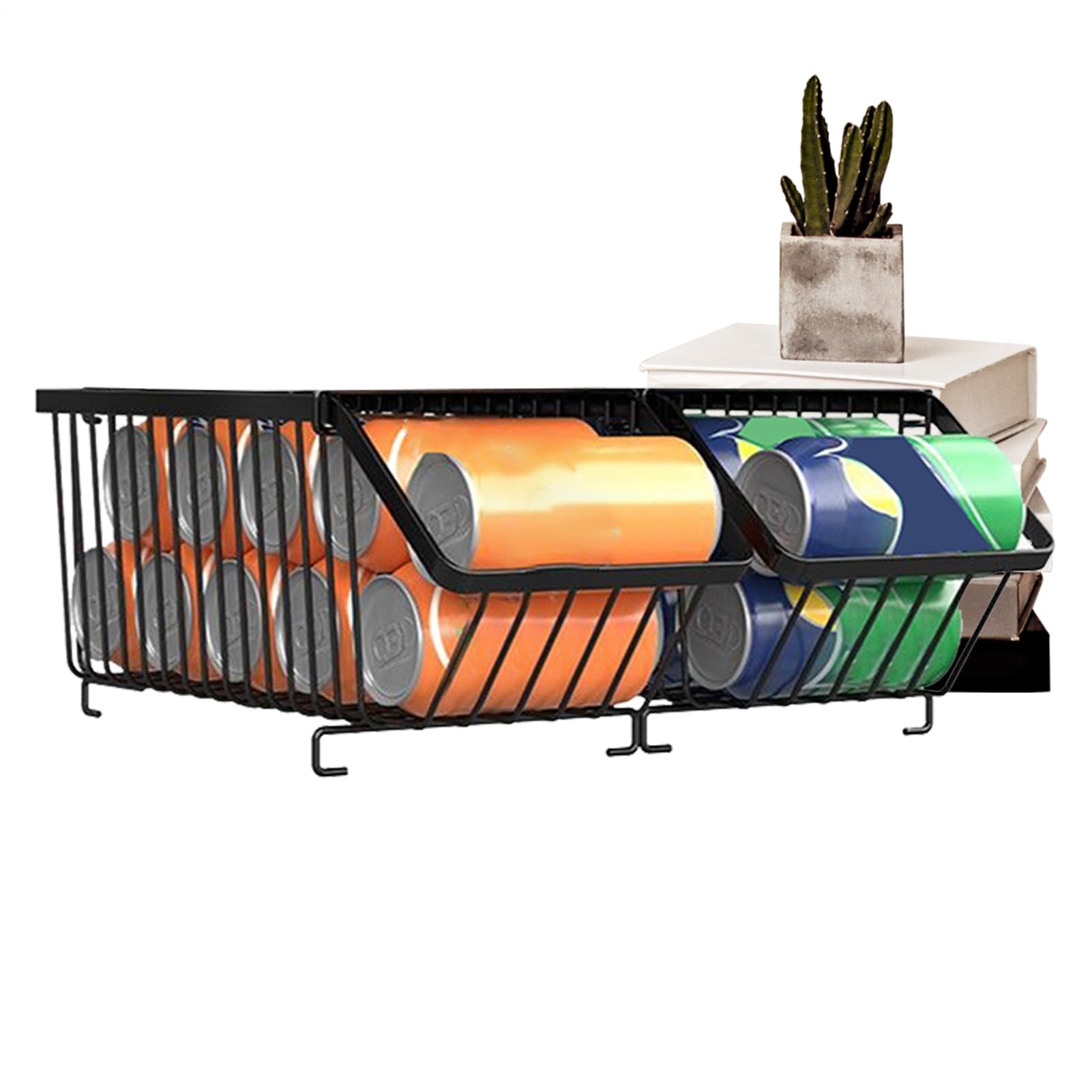 Soporte para latas: dispensador de almacenamiento de latas, cocina, organizador apilable, soporte de alimentos enlatados, estante de almacenamiento que ahorra espacio para nevera, cocina, artículos