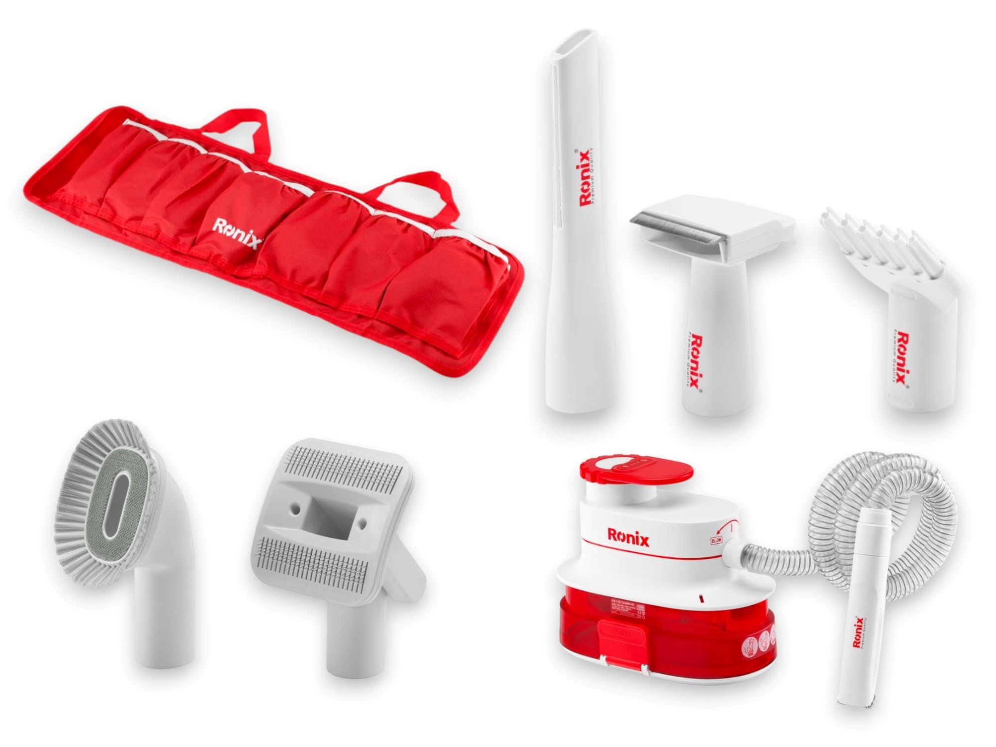 Ronix 4090 8 in 1 Haustierpflegeset | Tierhaarschneider mit Absaugung | 300 W | 4 L Behälter | 3 Saugstufen | Fellpflege für Hunde & Katzen | inkl. Zubehör