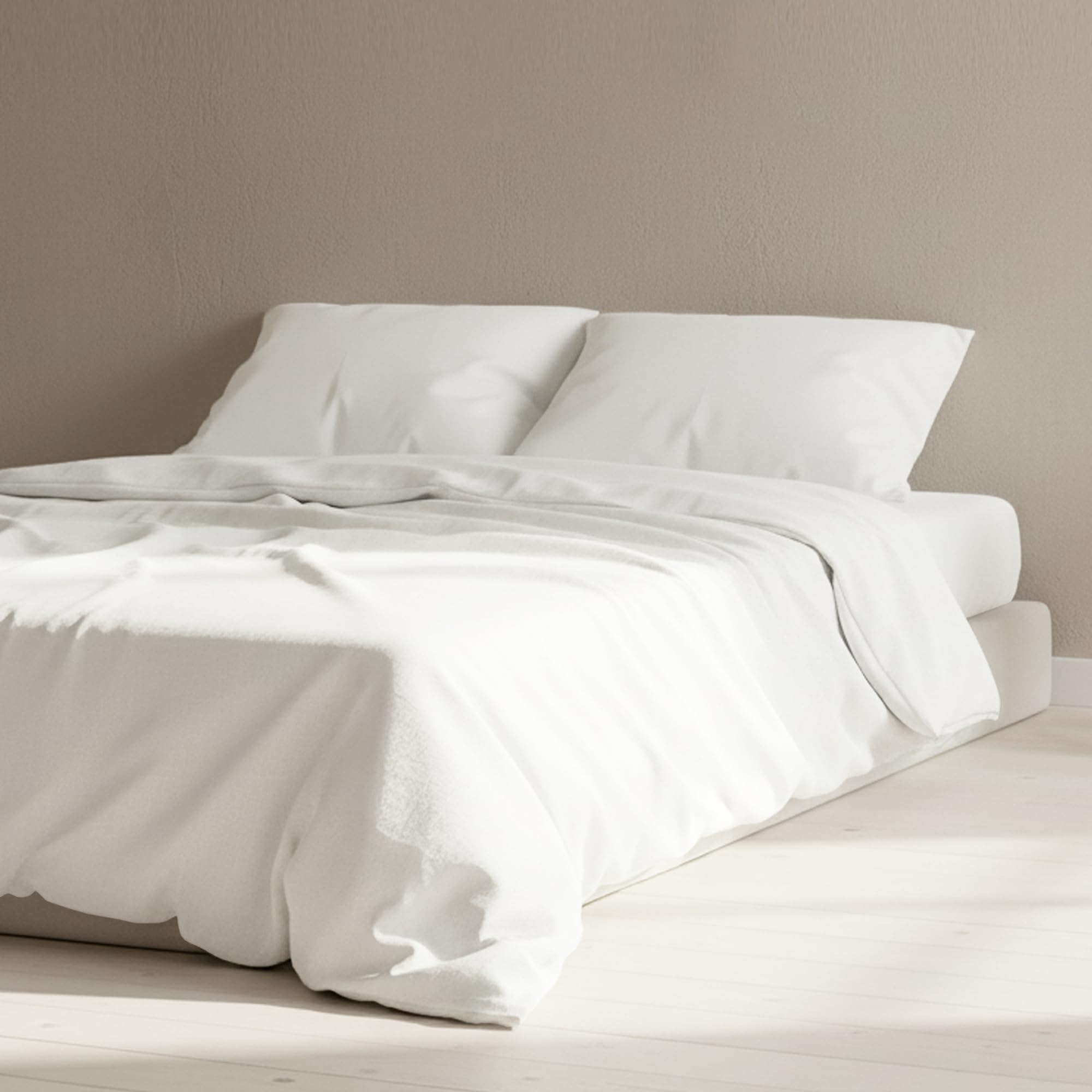 Certified Egyptian Cotton Rich Split King Fitted Sheets - Hotel Quality Crisp Percale Sheets, Skin Friendly & Breathable - Snug Fit Technology 4 Corner Straps for Zero Bunching - White